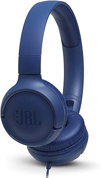 Wired On-Ear Headphones with One-Button Remote & Mic – Deep Bass Blue