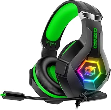 Over-Ear Gaming Headset with RGB Light & Noise-Cancelling Mic