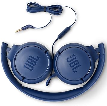 Wired On-Ear Headphones with One-Button Remote & Mic – Deep Bass Blue