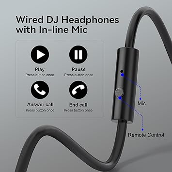 Pro-10 Over-Ear Wired Studio DJ Headphones – 50mm Drivers with Audio Jacks