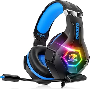 Over-Ear Gaming Headset with RGB Light & Noise-Cancelling Mic