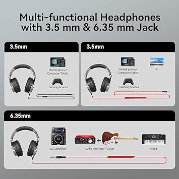 Pro-10 Over-Ear Wired Studio DJ Headphones – 50mm Drivers with Audio Jacks