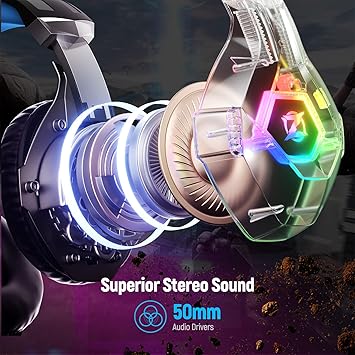 Over-Ear Gaming Headset with RGB Light & Noise-Cancelling Mic